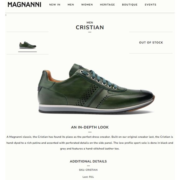 Magnanni Spain Patina Gray Leather Fashion Sneakers Mens 9M Casual Dress Shoes - Picture 9 of 13